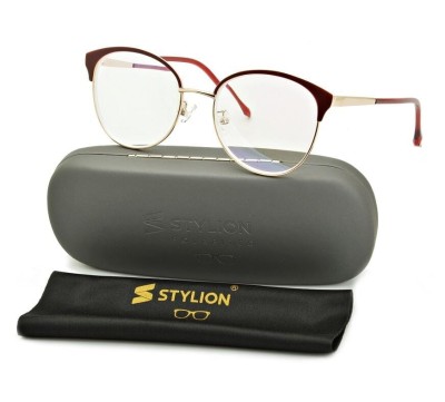 Damskie kocie okulary zerówki z antyrefleksem ST318 moc: 0.00 złoty/bordo