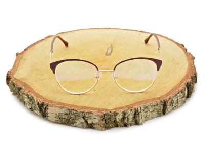 Damskie kocie okulary zerówki z antyrefleksem ST318 moc: 0.00 złoty/bordo