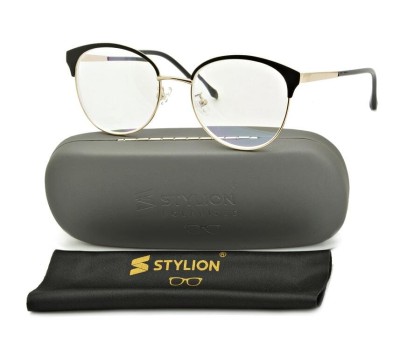 Damskie kocie okulary zerówki z antyrefleksem ST318B moc: 0.00 czarny/złoty