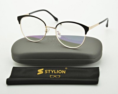 Damskie kocie okulary zerówki z antyrefleksem ST318B moc: 0.00 czarny/złoty