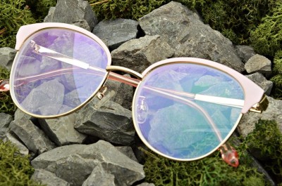Damskie kocie okulary zerówki z antyrefleksem ST318C moc: 0.00 różowy/złoty