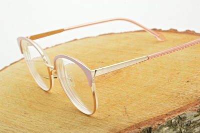 Damskie kocie okulary zerówki z antyrefleksem ST318C moc: 0.00 różowy/złoty