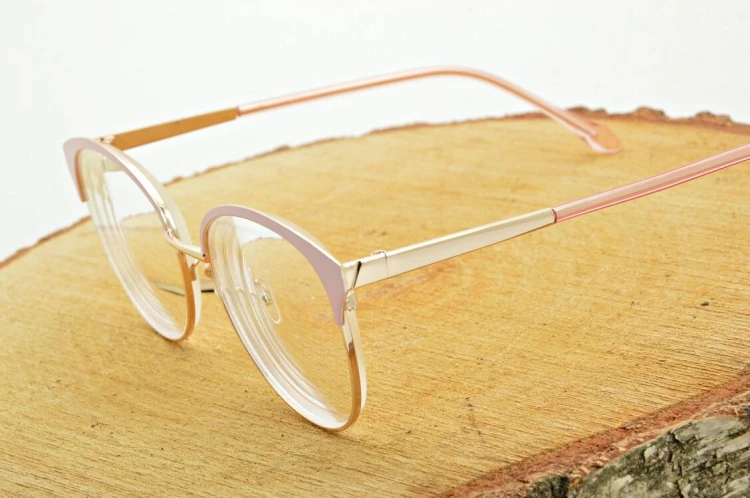 Damskie kocie okulary zerówki z antyrefleksem ST318C moc: 0.00 różowy/złoty