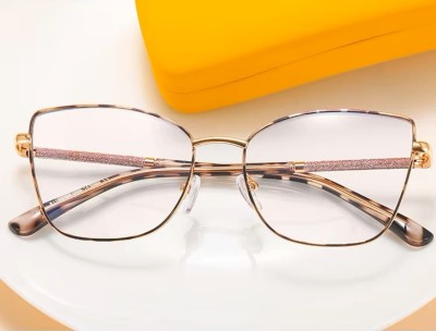 Damskie okulary Kocie  Oczy zerówki do komputera BLUE LIGHT na teleskopach 25156E Panterka/Złoty