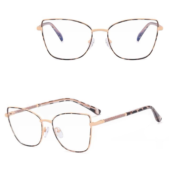 Damskie okulary Kocie  Oczy zerówki do komputera BLUE LIGHT na teleskopach 25156E Panterka/Złoty