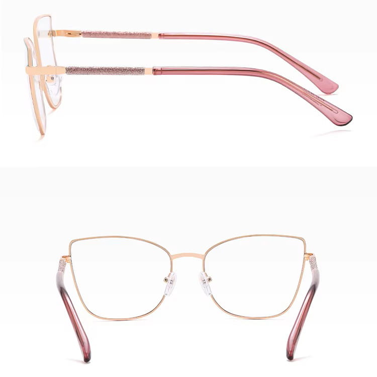Damskie okulary Kocie  Oczy zerówki do komputera BLUE LIGHT na teleskopach 25156G Turkus/Róż/Złoty