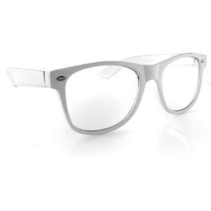 Klasyczne białe okulary zerówki nerdy NR-31