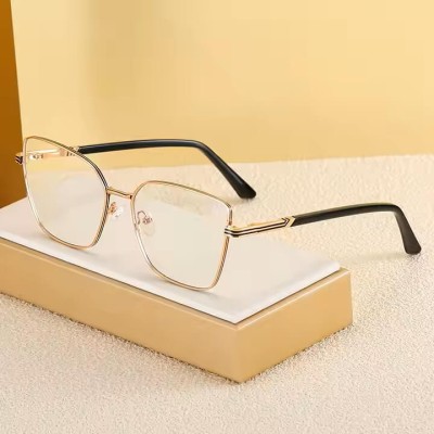 Damskie okulary Kocie  Oczy zerówki do komputera BLUE LIGHT z fleksami 25145 Złoty/Czarny