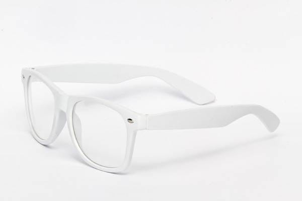 Klasyczne białe okulary zerówki nerdy NR-31