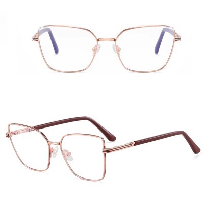 Damskie okulary Kocie  Oczy zerówki do komputera BLUE LIGHT z fleksami 25145B Różowe Złoto/Bordo
