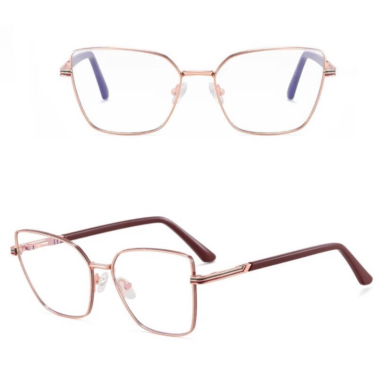 Stalowe Damskie okulary zerówki do komputera oprawki korekcyjne kocie z filtrem Blue Light na teleskopach 25145B.jpg