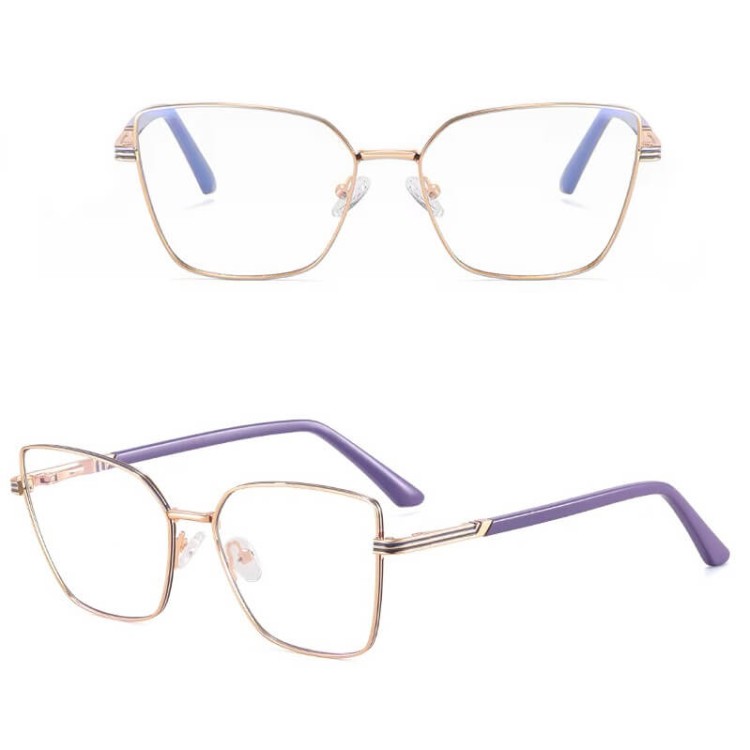 Stalowe Damskie okulary zerówki do komputera oprawki korekcyjne kocie z filtrem Blue Light na teleskopach 25145D.jpg