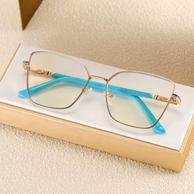 Damskie okulary Kocie  Oczy zerówki do komputera BLUE LIGHT z fleksami 25145E Złoty/Niebieski