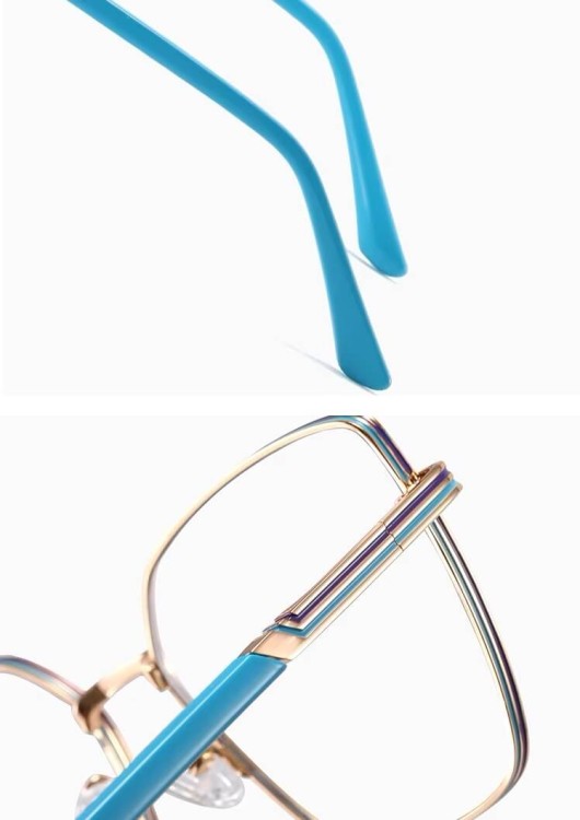 Damskie okulary Kocie  Oczy zerówki do komputera BLUE LIGHT z fleksami 25145F Złoty/Jasny Fiolet