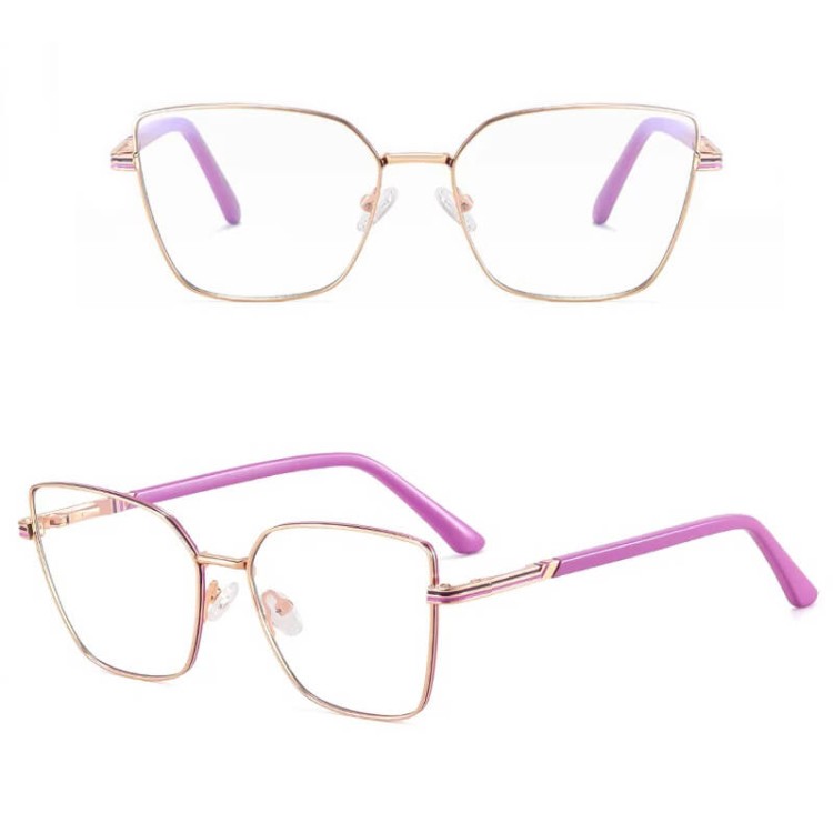 Stalowe Damskie okulary zerówki do komputera oprawki korekcyjne kocie z filtrem Blue Light na teleskopach 25145F.jpg