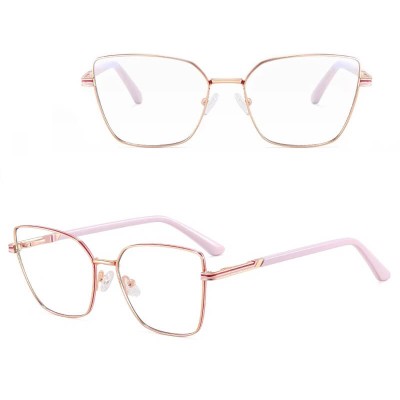 Damskie okulary Kocie  Oczy zerówki do komputera BLUE LIGHT z fleksami 25145G Złoty/Perłowy