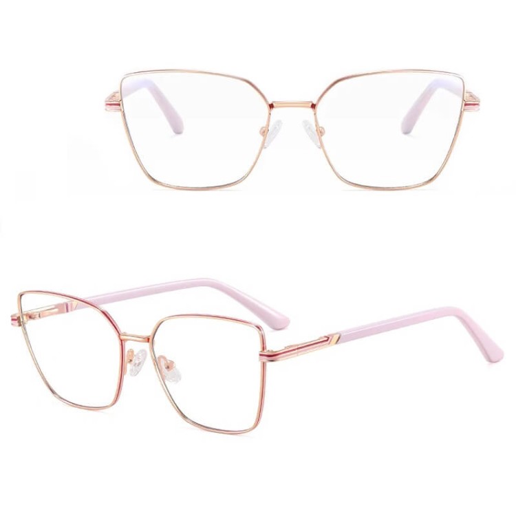 Stalowe Damskie okulary zerówki do komputera oprawki korekcyjne kocie z filtrem Blue Light na teleskopach 25145G.jpg