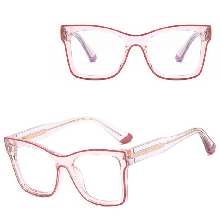 Damskie transparentne okulary zerówki do komputera oprawki korekcyjne kwadratowe z filtrem Blue Light 25157B.jpg