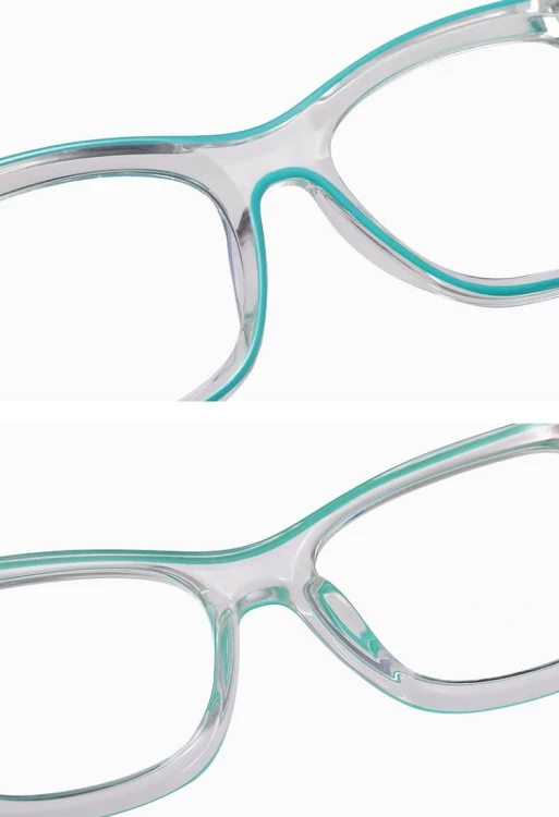 Damskie kwadratowe okulary zerówki do komputera BLUE LIGHT z flexami 25157F Transparentny/Zielony