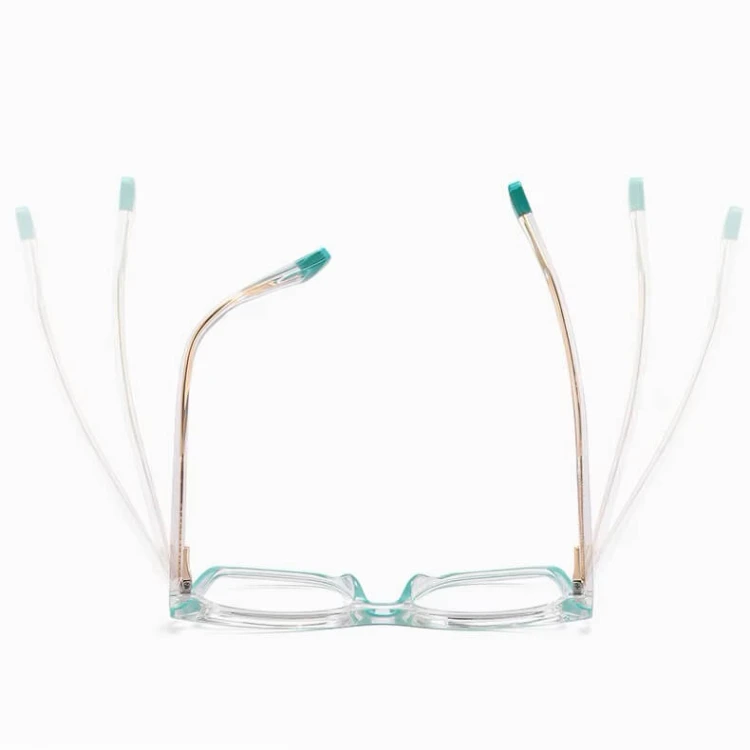 Damskie kwadratowe okulary zerówki do komputera BLUE LIGHT z flexami 25157F Transparentny/Zielony