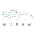 Damskie transparentne okulary zerówki do komputera oprawki korekcyjne kwadratowe z filtrem Blue Light 25157 wymiary.jpg