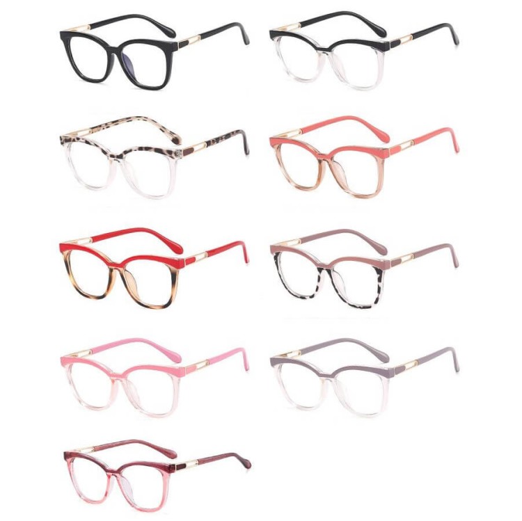 Damskie kocie oczy okulary zerówki do komputera BLUE LIGHT 25144A Wrzos/Panterka