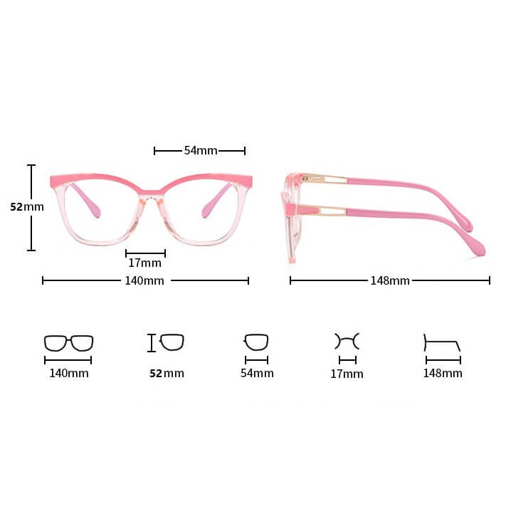 Damskie kocie oczy okulary zerówki do komputera BLUE LIGHT 25144B Brudny róż/Herbaciane