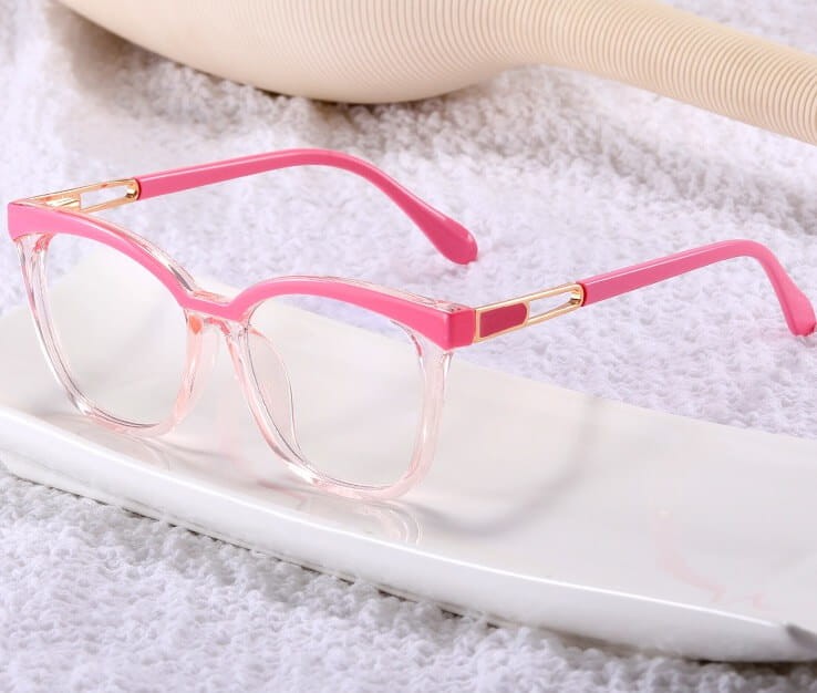 Damskie kocie oczy okulary zerówki do komputera BLUE LIGHT 25144F Różowy