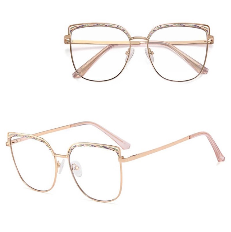 Stalowe Damskie okulary zerówki do komputera oprawki korekcyjne kocie z filtrem Blue Light na teleskopach 25153.jpg