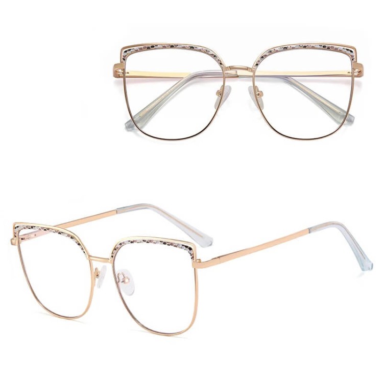 Stalowe Damskie okulary zerówki do komputera oprawki korekcyjne kocie z filtrem Blue Light na teleskopach 25153A.jpg