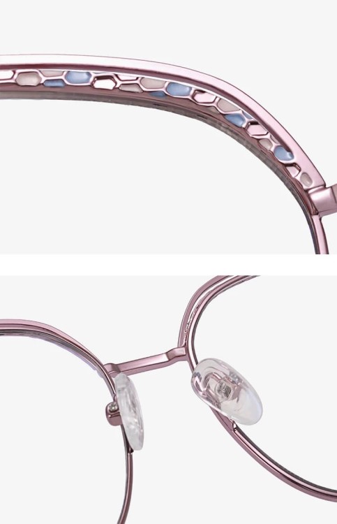 Damskie okulary kocie zerówki do komputera BLUE LIGHT z fleksami 25153B Różowe Złoto