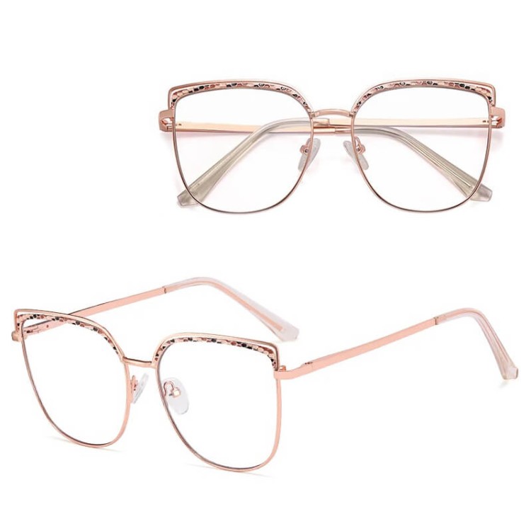 Stalowe Damskie okulary zerówki do komputera oprawki korekcyjne kocie z filtrem Blue Light na teleskopach 25153B.jpg