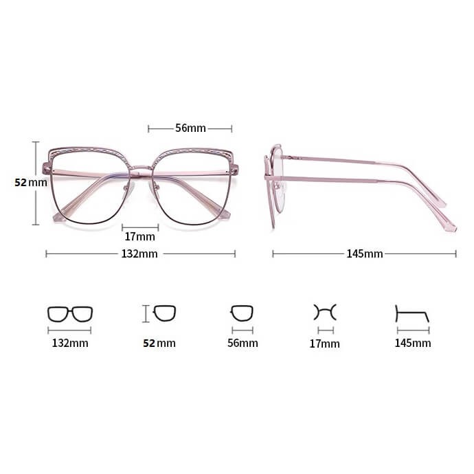 Damskie okulary kocie zerówki do komputera BLUE LIGHT z fleksami 25153D Bordowy