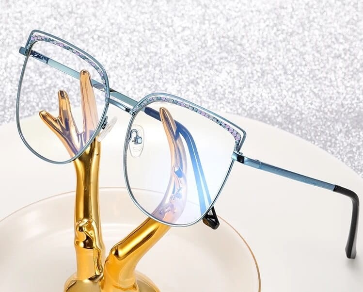 Stalowe Damskie okulary zerówki do komputera oprawki korekcyjne kocie z filtrem Blue Light na teleskopach 25153E-.jpg