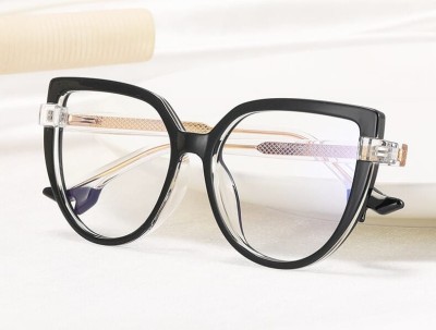 Damskie Okulary NA OBCASIE zerówki do komputera kocie BLUE LIGHT 25159 Czarne