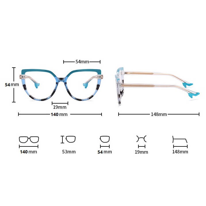 Damskie Okulary NA OBCASIE zerówki do komputera kocie BLUE LIGHT 25159D Fioletowe/Panterkowe