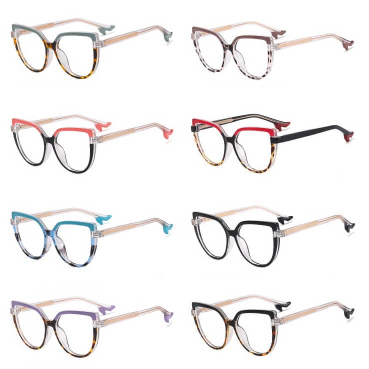 Damskie Okulary NA OBCASIE zerówki do komputera kocie BLUE LIGHT 25159F Czerwone/Panterkowe