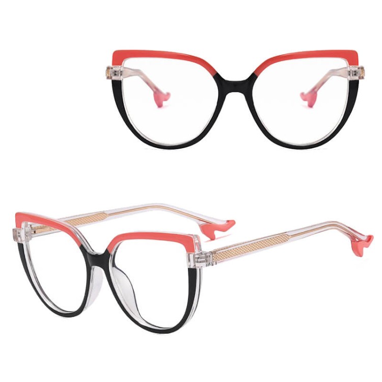 Damskie okulary na obcasie zerówki do komputera oprawki korekcyjne kocie z filtrem Blue Light 25159F.jpg