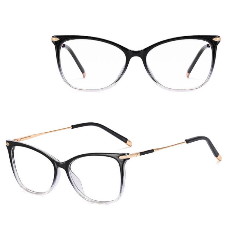 Damskie okulary slim zerówki do komputera oprawki korekcyjne kocie z filtrem Blue Light 25151A.jpg