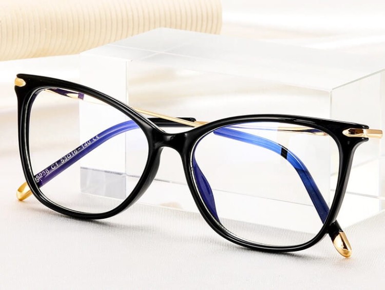 SLIM okulary damskie kocie oczy  zerówki do komputera BLUE LIGHT 25151E