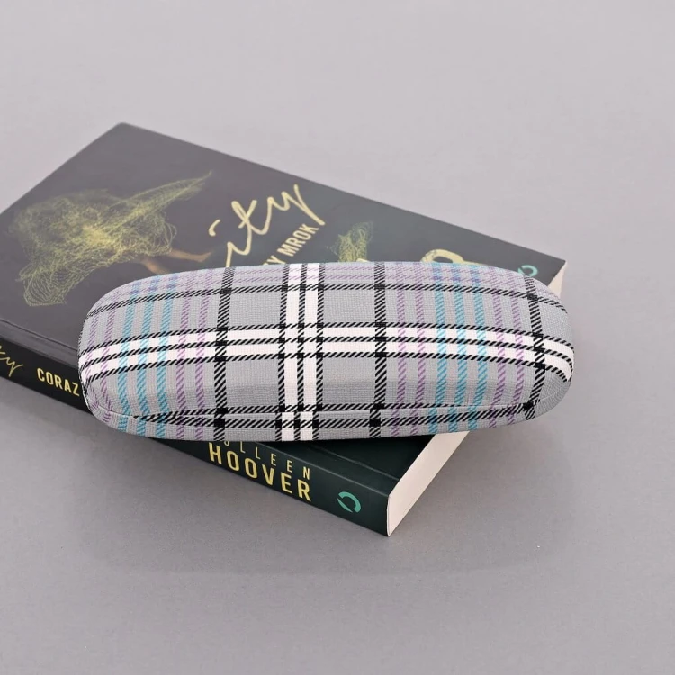 Etui na okulary Futerał ET-112 szare w kratę