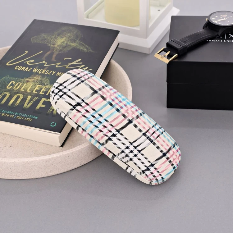 Etui na okulary Futerał ET-112A żółte w kratę