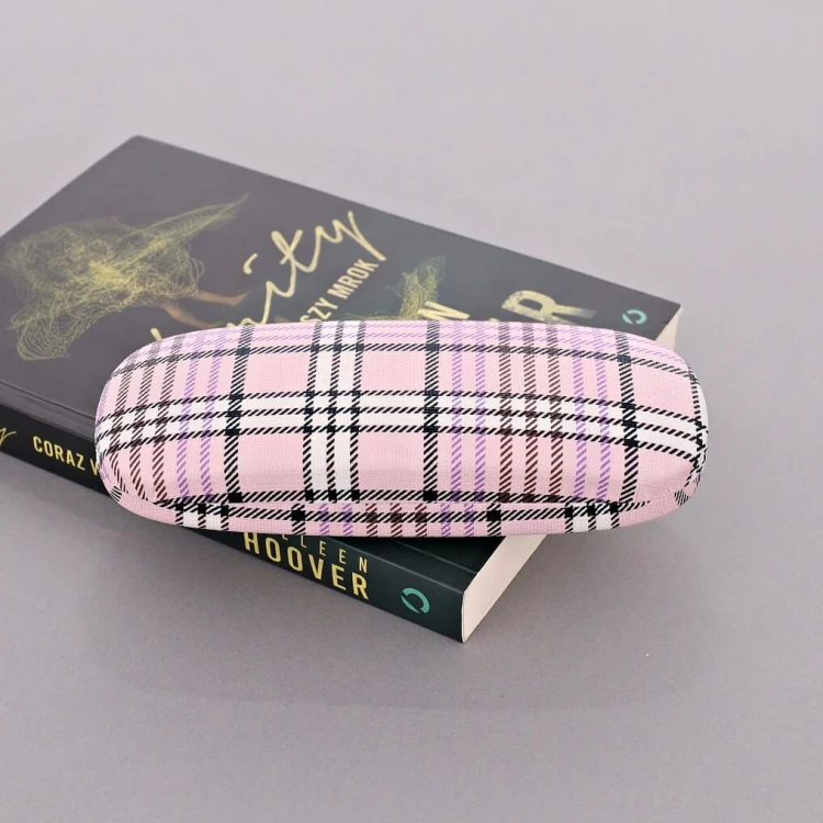 Etui na okulary Futerał ET-112B różowe w kratę