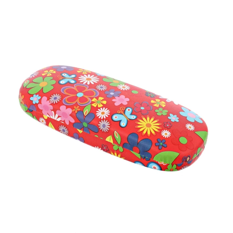 Etui na okulary czerwone w kwiatki ET-113A