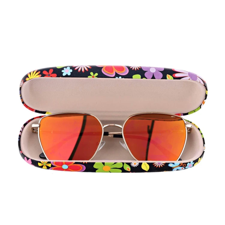 Etui na okulary czarne w kwiatki ET-113C