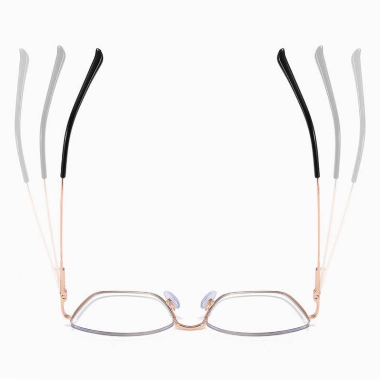 Damskie okulary półramki kocie zerówki do komputera BLUE LIGHT 25142B Złoty/Czerwony