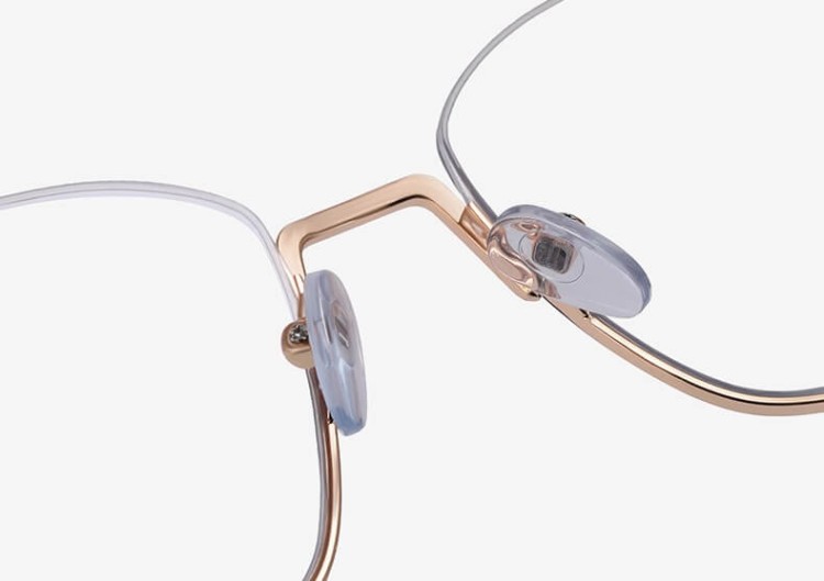 Damskie okulary półramki kocie zerówki do komputera BLUE LIGHT 25142C Złoty/Brudy Róż