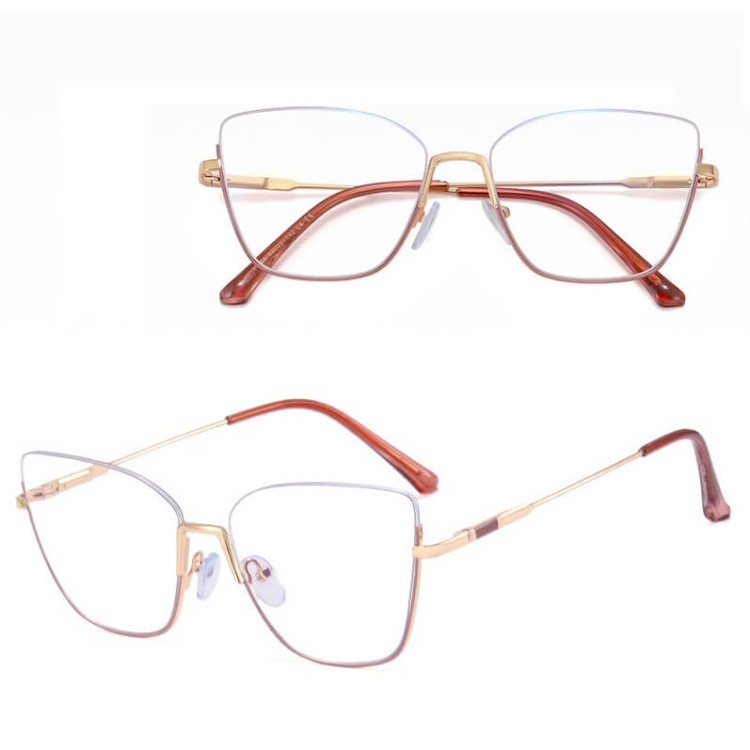 Półramkowe Damskie okulary zerówki do komputera oprawki korekcyjne kocie z filtrem Blue Light na teleskopach 25142C.jpg