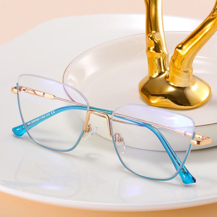 Półramkowe Damskie okulary zerówki do komputera oprawki korekcyjne kocie z filtrem Blue Light na teleskopach 25142D-.jpg