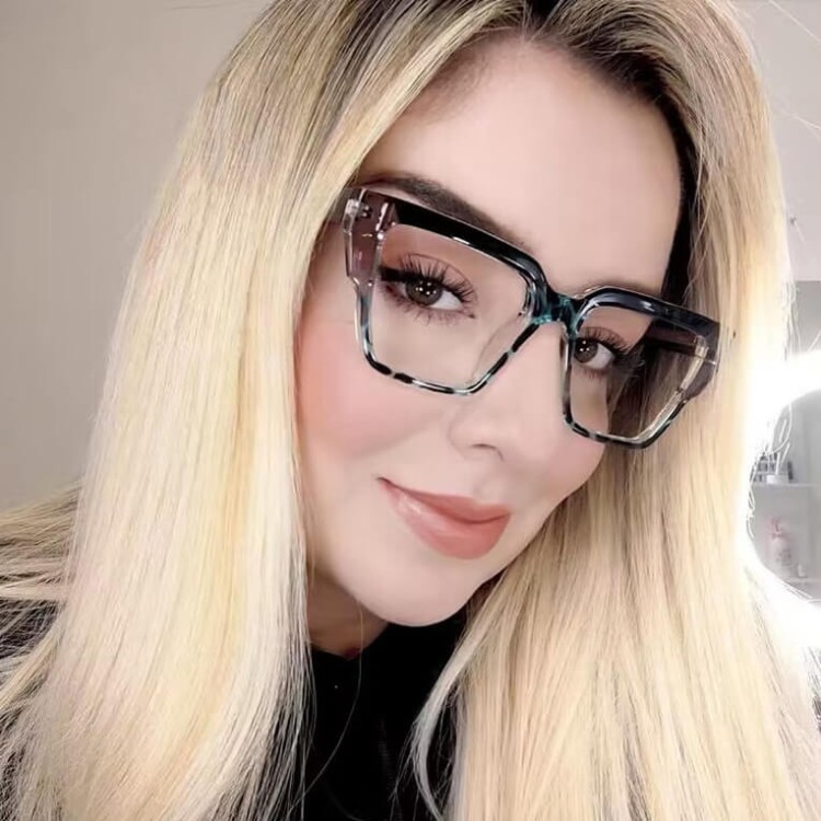 Okulary damskie kocie zerówki do komputera BLUE LIGHT 25143 Czarny/Panterka